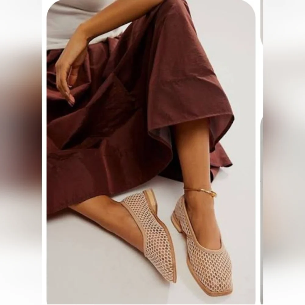 Free People Elegant Beige Mesh Ballet Flat - Picture 1 of 11